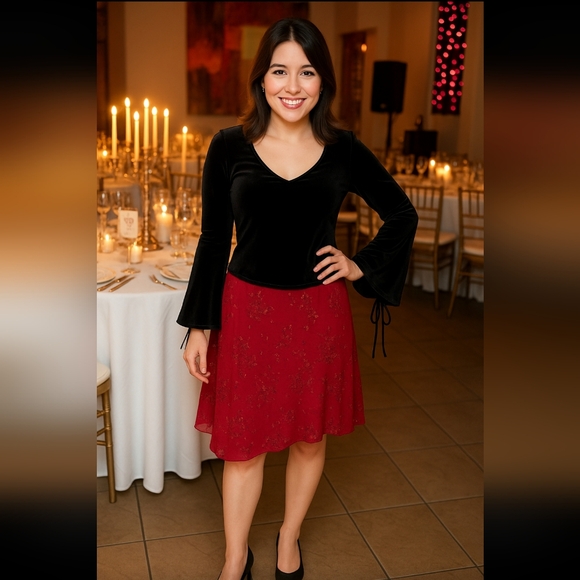 G-Dresses Other - Chic Velvet & Chiffon Party Set – Size Large (Worn Once)